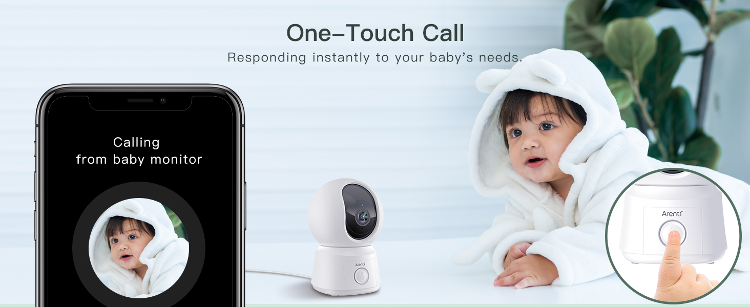 Дитячий відеомонітор Arenti з камерою та додатком, 5' дисплей, 1080P, PTZ, датчик температури, колискові, нічне бачення, 2-сторонній аудіо, VoX, автоматичне відстеження B2