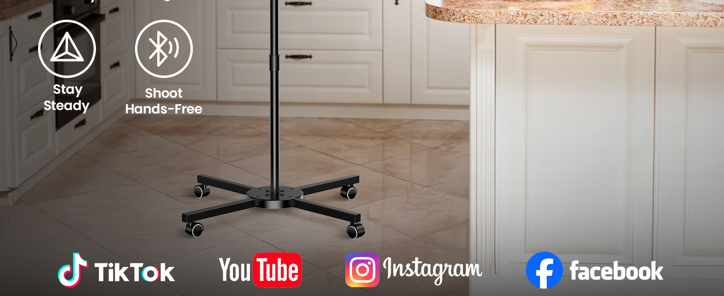Кріплення для смартфона на штативі з кільцевим світлом для кухні та фуд-відео – штатив з кільцевим світлом для столу | Кільцеві лампи для кухні, випічки, зйомки рецептів, відеозйомки, стріму, контент-мейкінгу, 10 дюймів для столу (10 дюймів для підлоги)