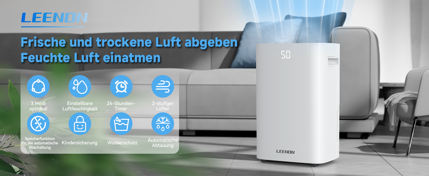 Електричний осушувач повітря 25L з таймером, фільтром та захистом від дітей. Економний, проти цвілі та вологи.