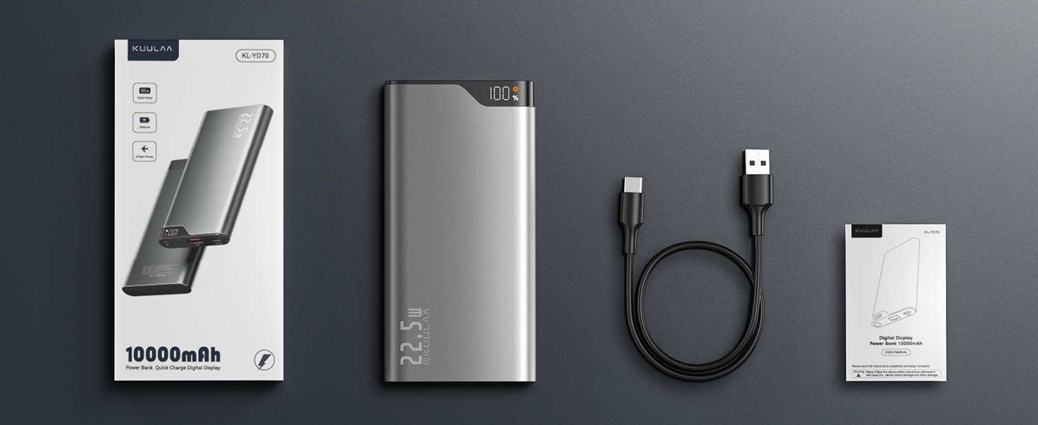 Power Bank Kuulaa 10000mAh 22.5W з USB-C: зарядний акумулятор для iPhone, Samsung, iPad, Huawei