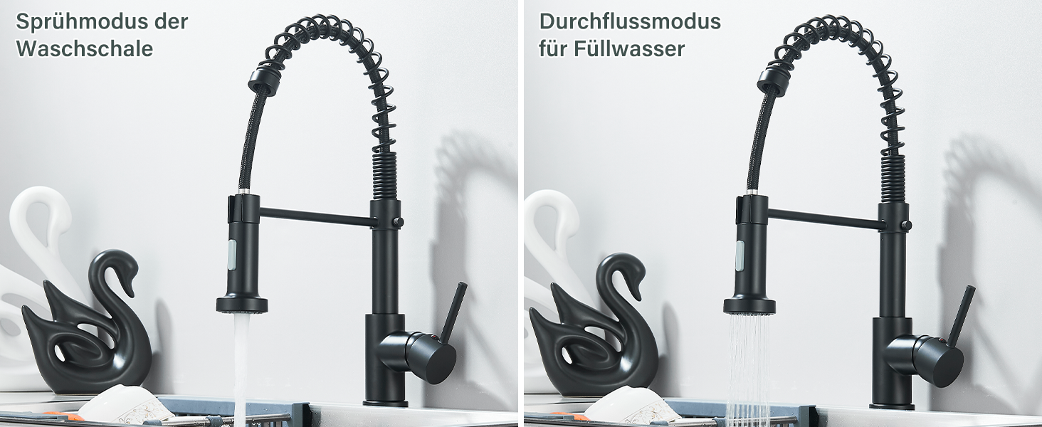 Кухонний змішувач Hbronzeshower з висувною лійкою, 360° обертання, нержавіюча сталь, матове нікель, для кухні