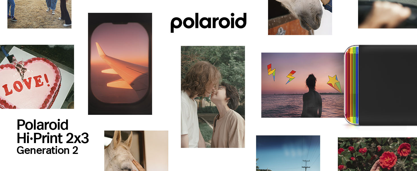 Polaroid Hi-Print 2-ге покоління: Bluetooth фотодрук, кишеньковий принтер 2x3, чорний (з фільм-пакетом)