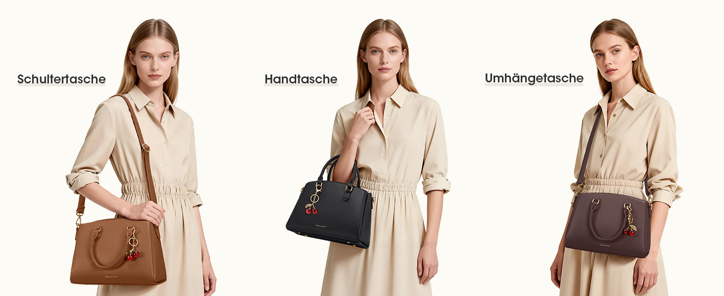 Сумка жіноча RAINSMORE середнього розміру з PU шкіри, чорна. З ручкою та знімним ременем, для планшета 11 дюймів, для роботи та шопінгу