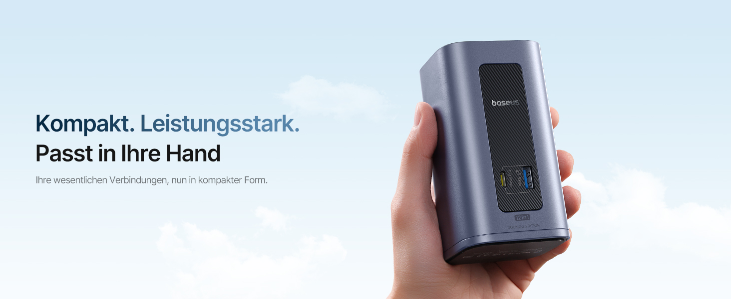 Базаус Док-станція USB-C 12-в-1, сумісна з Dell/HP/Lenovo/Asus/Acer/Mac, 2 монітори 4K HDMI, 10Gbps USB-C/A, 100W PD, Gigabit Ethernet