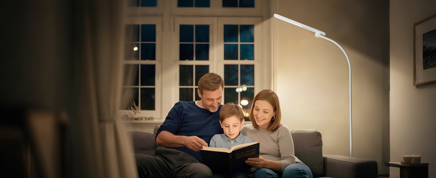 LED торшер Honeywell F4 Sunturalux™ з регулюванням яскравості, гнучкий гніздовий з'єднувальний елемент, сучасний дизайн для комфортного читання у вітальні, спальні, офісі (білий)