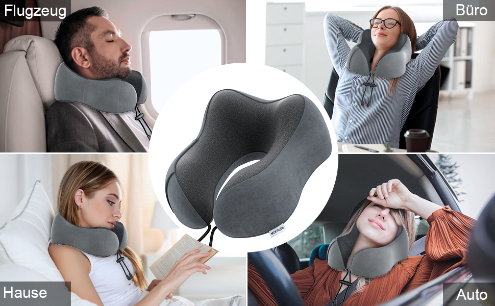 Подушка для шиї у вигляді білки Memory Foam для подорожей (темно-сірий)