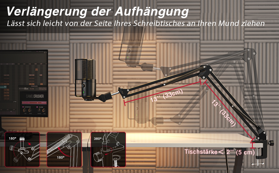 Мікрофон FIFINE T669PRO1: Комплект з кріпленням на штатив, для запису вокалу, подкастів та стрімінгу