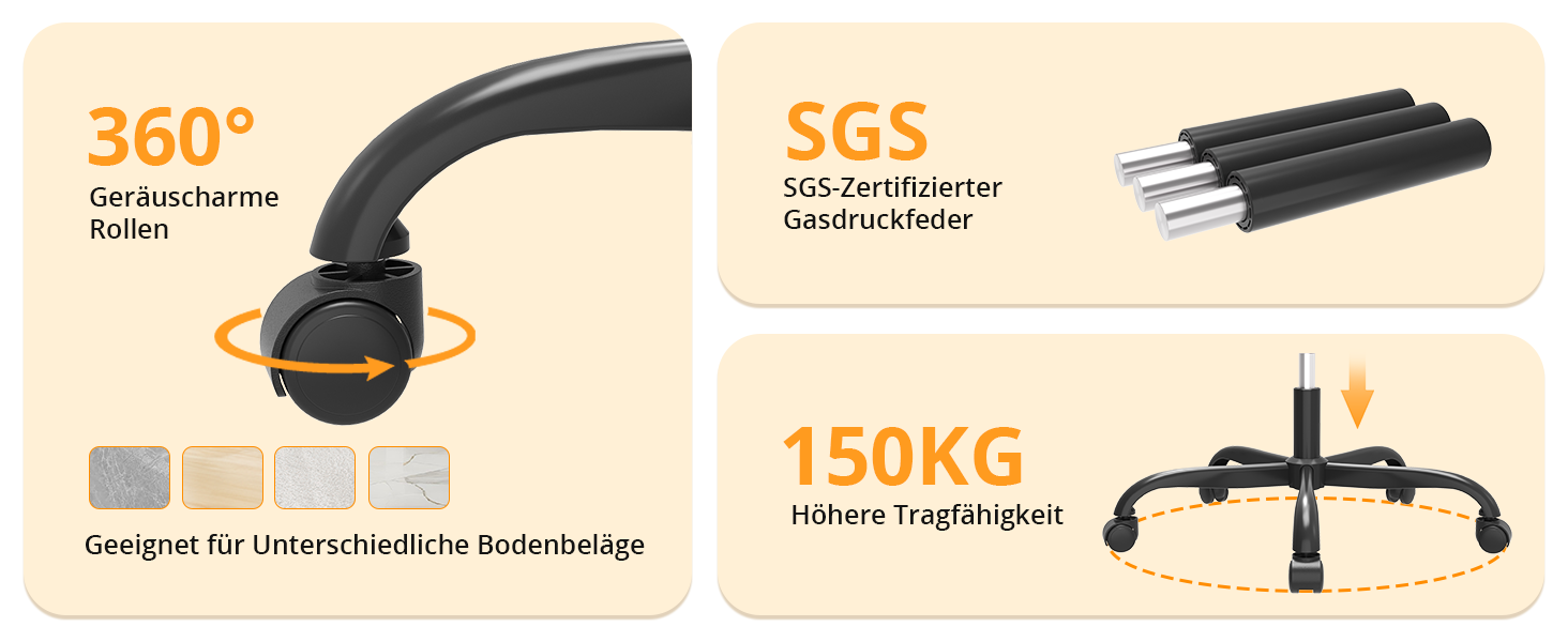 Офісне крісло Synorla: ергономічне, чорне, 150 кг, регульована поперекова підтримка