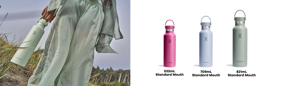 Термобутилка HYDRO FLASK 621 мл з кришкою — вакуумна, з нержавіючої сталі, герметична, з малою горловиною, зберігає тепло і холод, багаторазова, колір Trillium