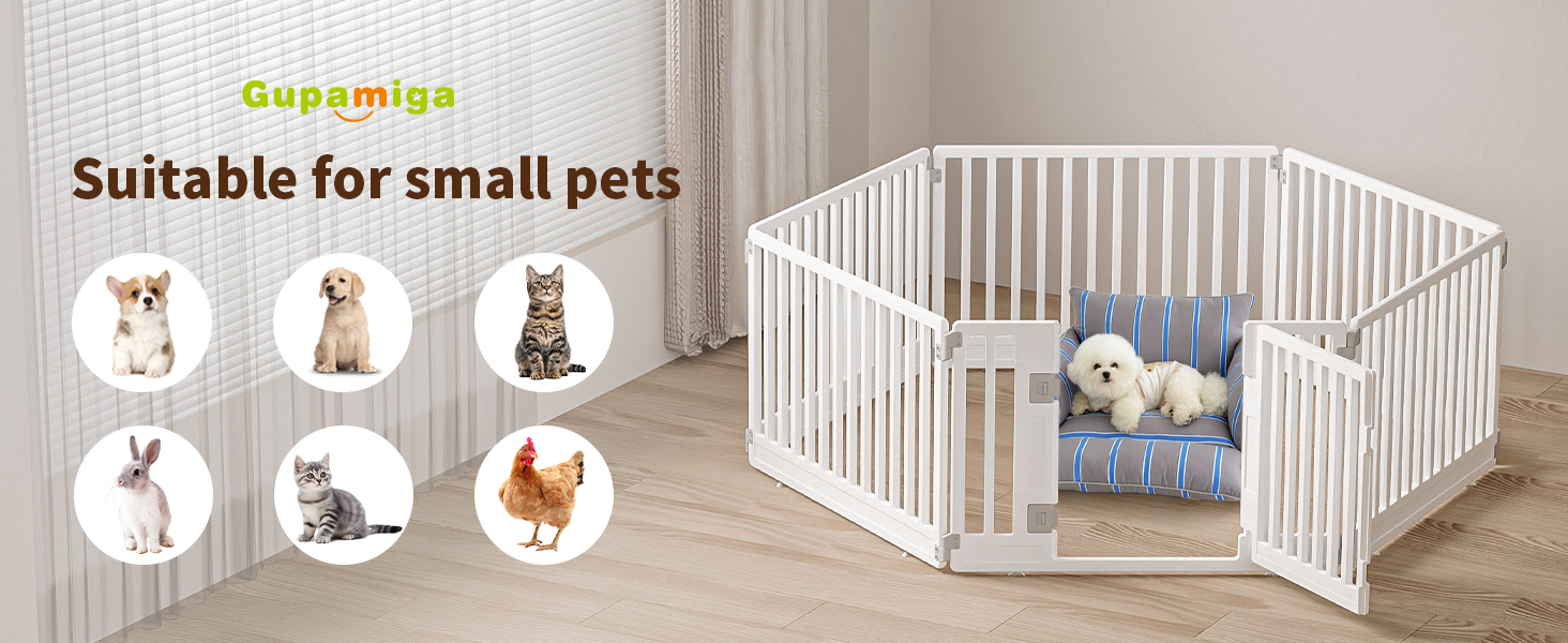 Вольєр для цуценят Gupamiga, розкладний вольєр для собак з дверцятами, вольєр для цуценят для дому, міцний та гладкий, просте встановлення, білий (178 x 178 см), 8 штук (6 штук)
