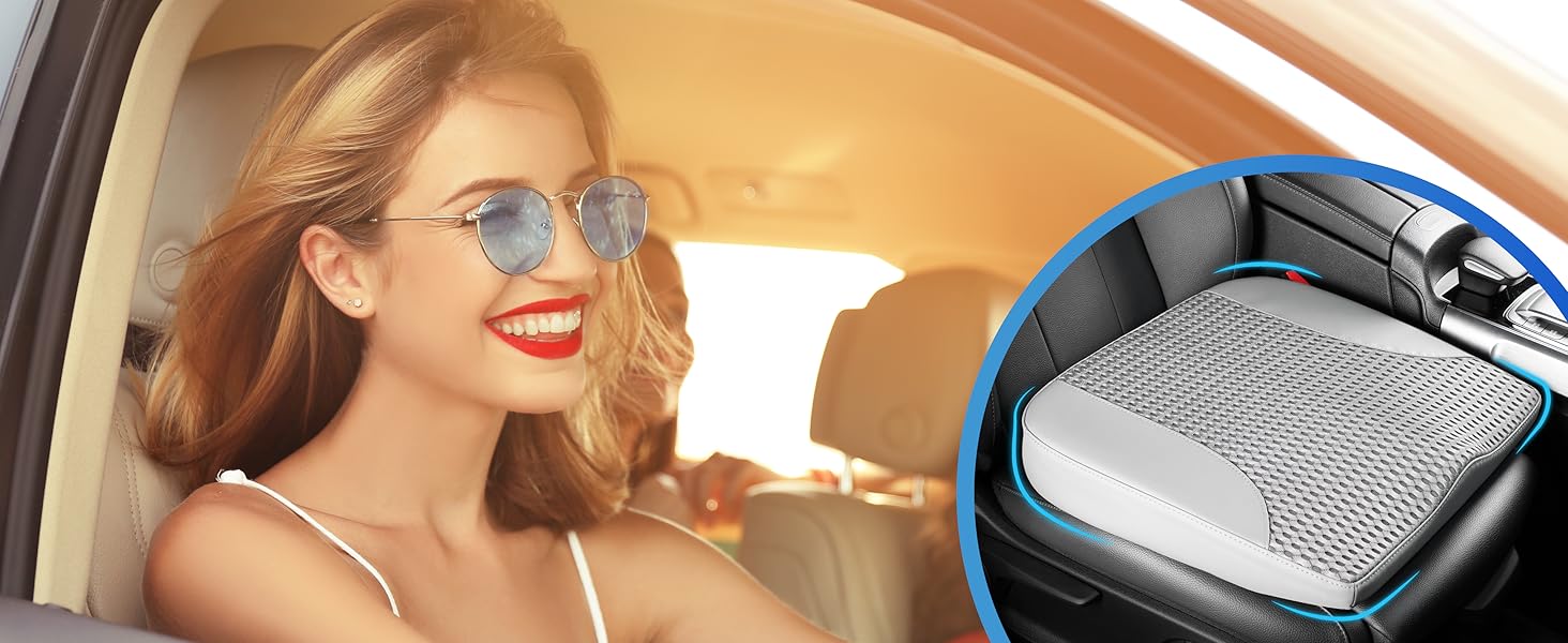 Подушка для сидіння в авто з Memory Foam: для комфортної їзди, полегшення болю в куприку та попереку. Підходить для авто, вантажівок, офісу, інвалідного візка. Шкіра та сітка 4D (Сірий)