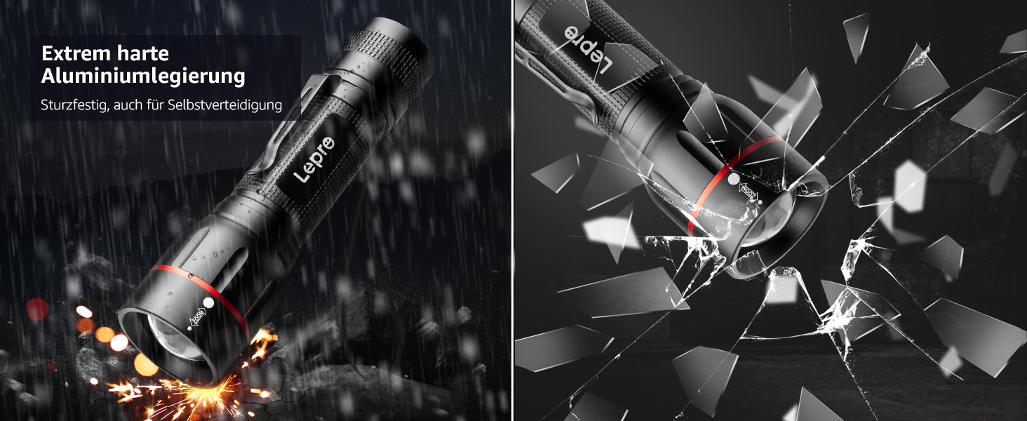 LED ліхтарик Lepro LE2050: надпотужний, з кліпсою, 5 режимів, Zoom, водонепроникний, для кемпінгу, риболовлі, туризму, подарунок (2 шт.)