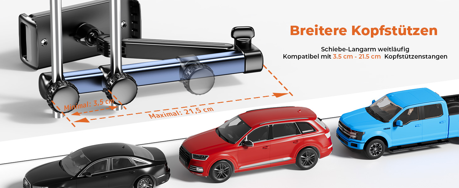 Тримач для планшету TRYONE в авто: кріплення на підголівник, 46 см, 3-в-1, для дітей, сумісний з iPad, Samsung Tab, Switch, телефонами (4.7-13 дюймів)