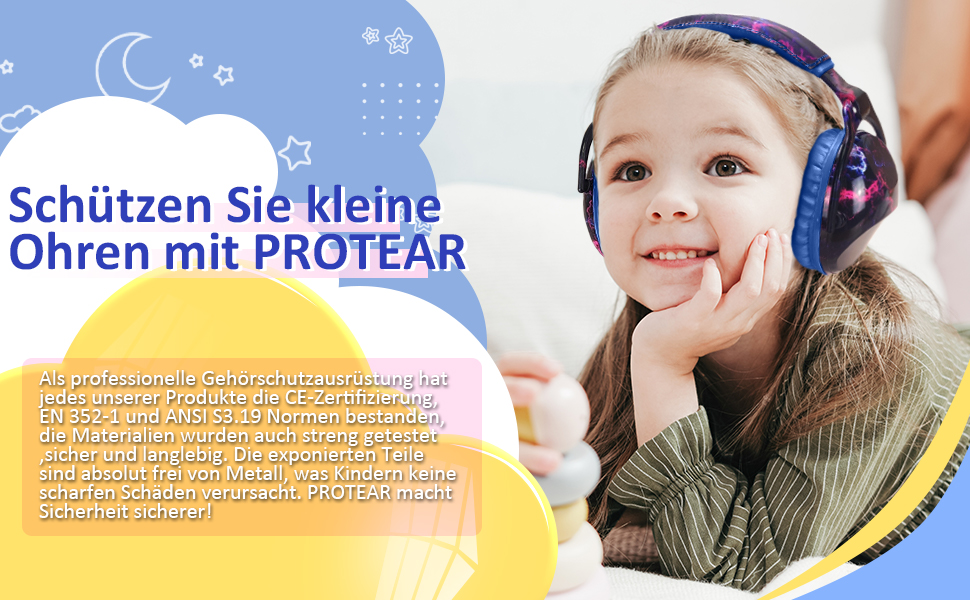 Дитячий захист вух: шумопоглинаючі навушники для дітей з аутизмом, ідеальні для феєрверків та концертів, SNR 28 dB, 3100-6