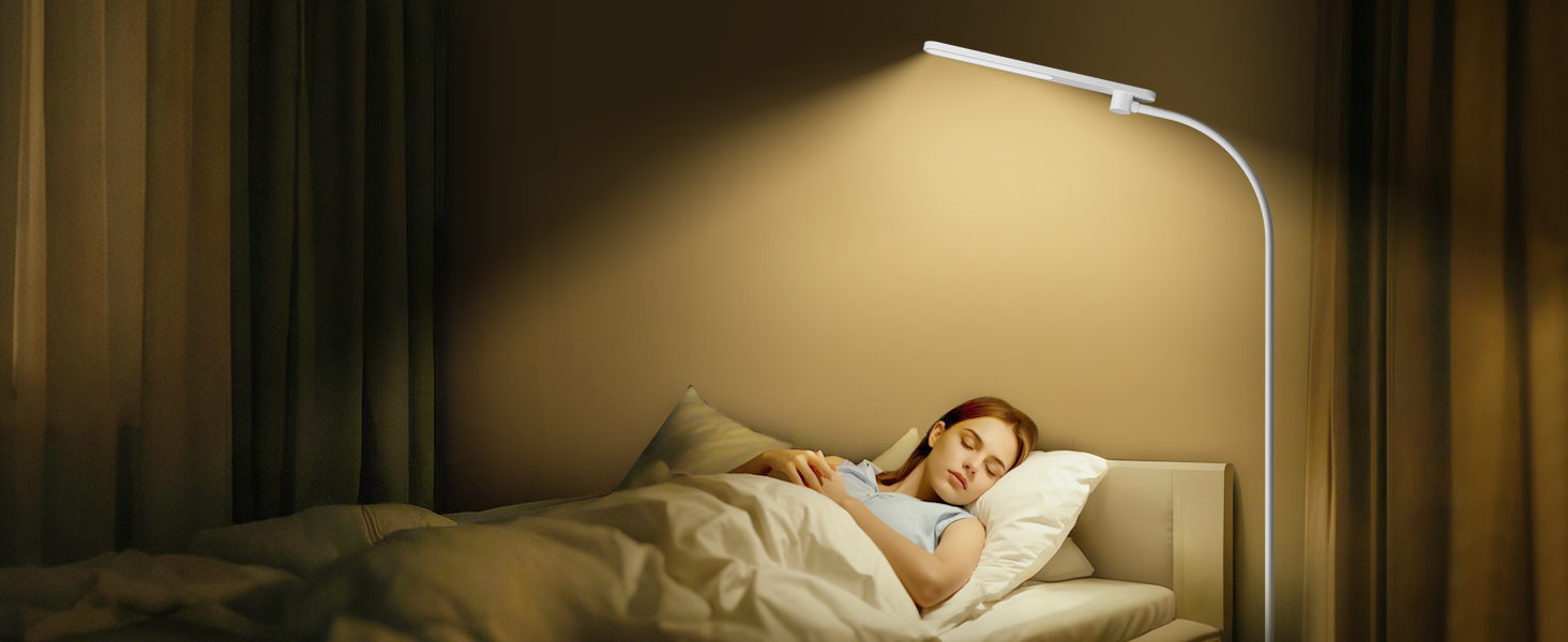 LED торшер Honeywell F4 Sunturalux™ з регулюванням яскравості, гнучкий гніздовий з'єднувальний елемент, сучасний дизайн для комфортного читання у вітальні, спальні, офісі (білий)