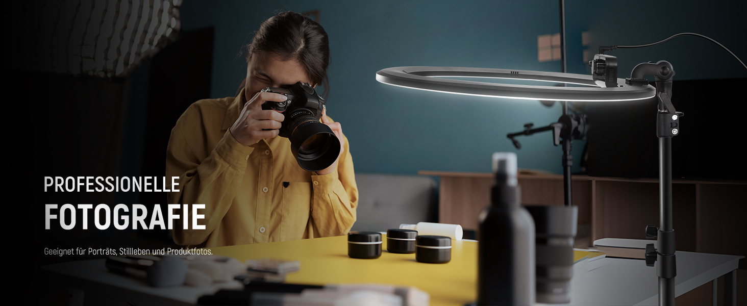 NEEWER Комплект кільцевого світла для фото та відео: 48 см, 52 Вт, регульоване LED світло, штатив, Bluetooth, для смартфона, YouTube, селфі (RP18B Pro)