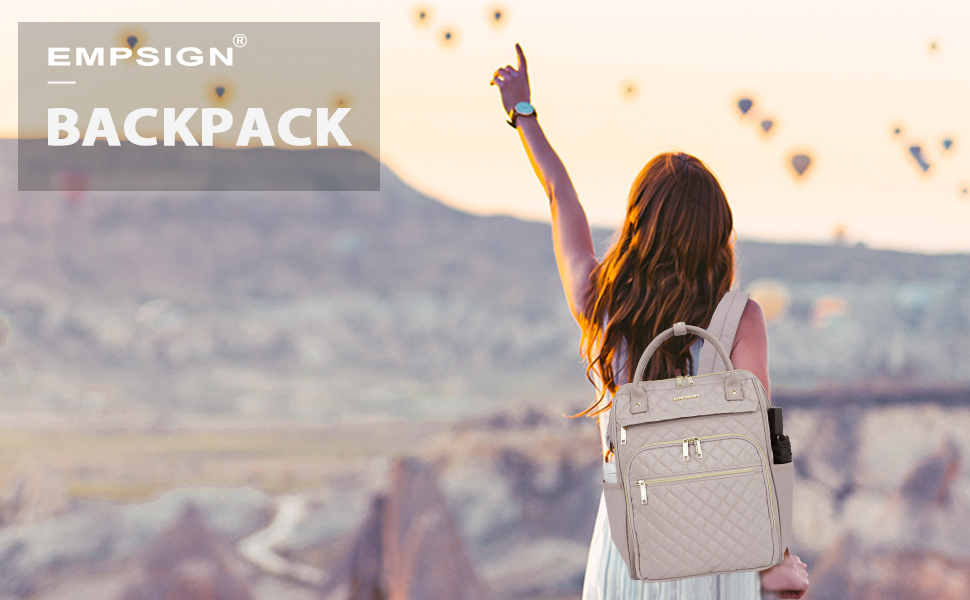 Жіночий рюкзак EMPSIGN з відділенням для ноутбука 17 дюймів: стильний рюкзак для роботи, навчання та подорожей, чорний, рожевий