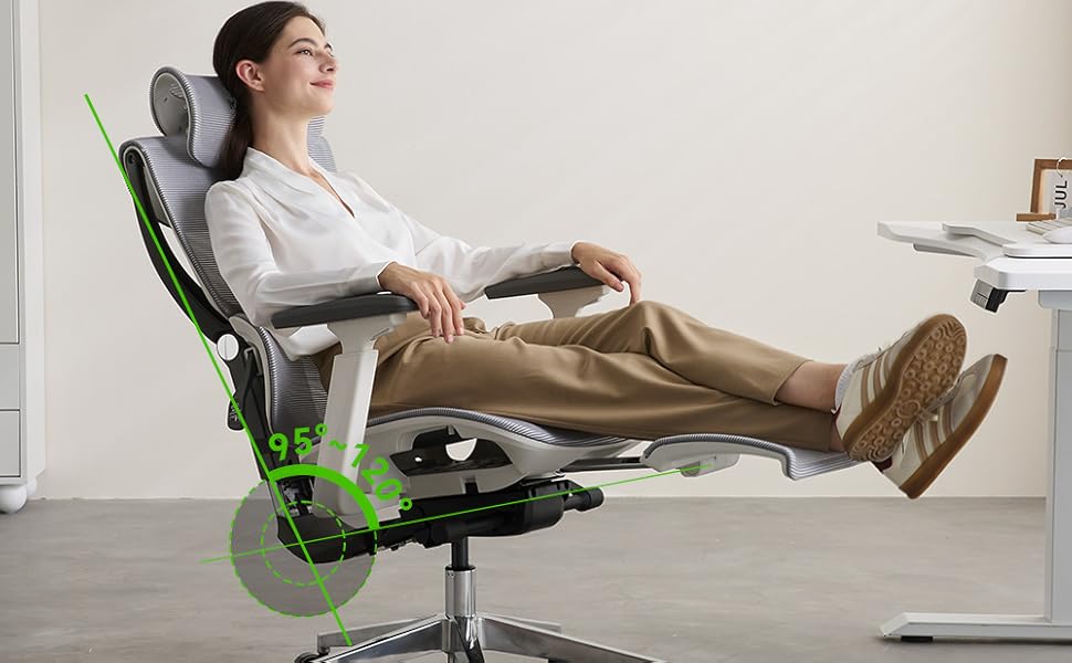 Ергономічне крісло для офісу Musso V900 Structure Master з регульованою спинкою, підтримкою попереку, 4D підлокітниками та підголівником, сітчаста спинка для дому/офісу (без підніжки)