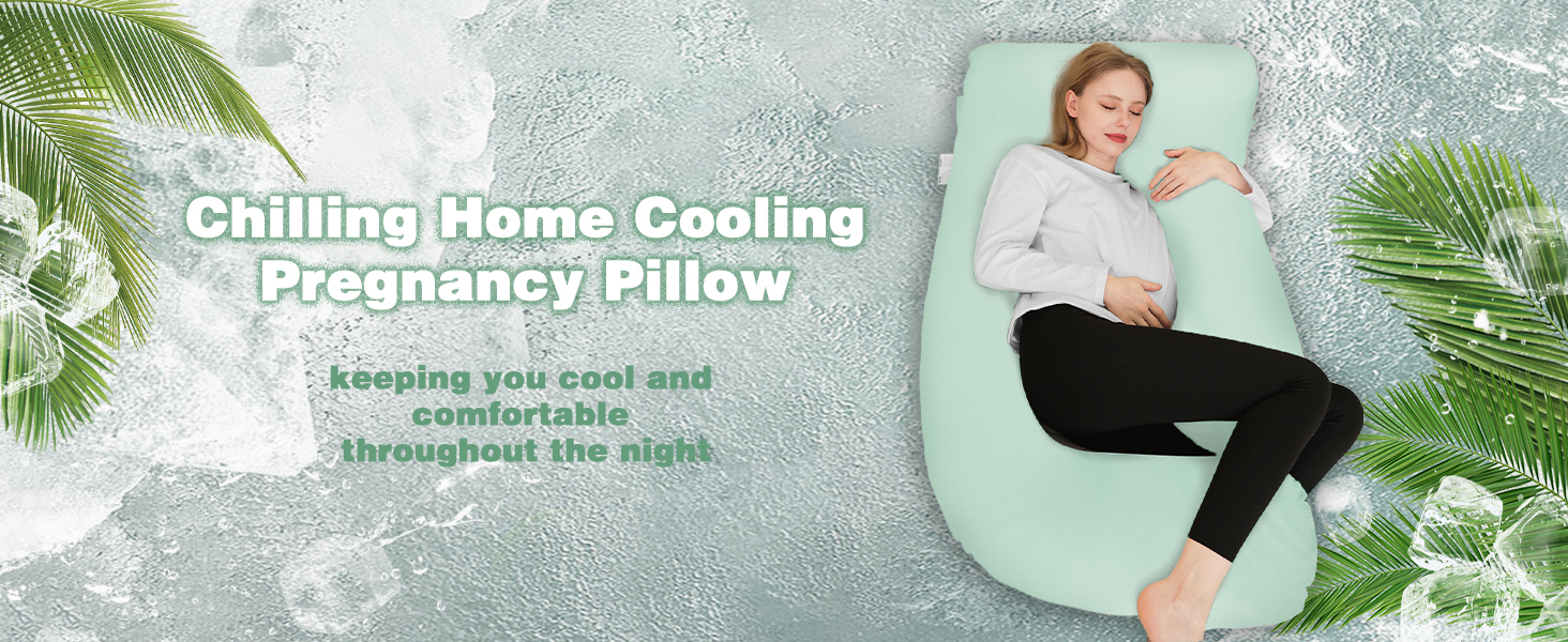 Подушка для вагітних Chilling Home J-подібної форми, подушка для тих, хто спить на боці, подушка для годування, велика подушка для підтримки, подушка для жінок та тих, хто спить на боці (Охолоджуючий зелений)