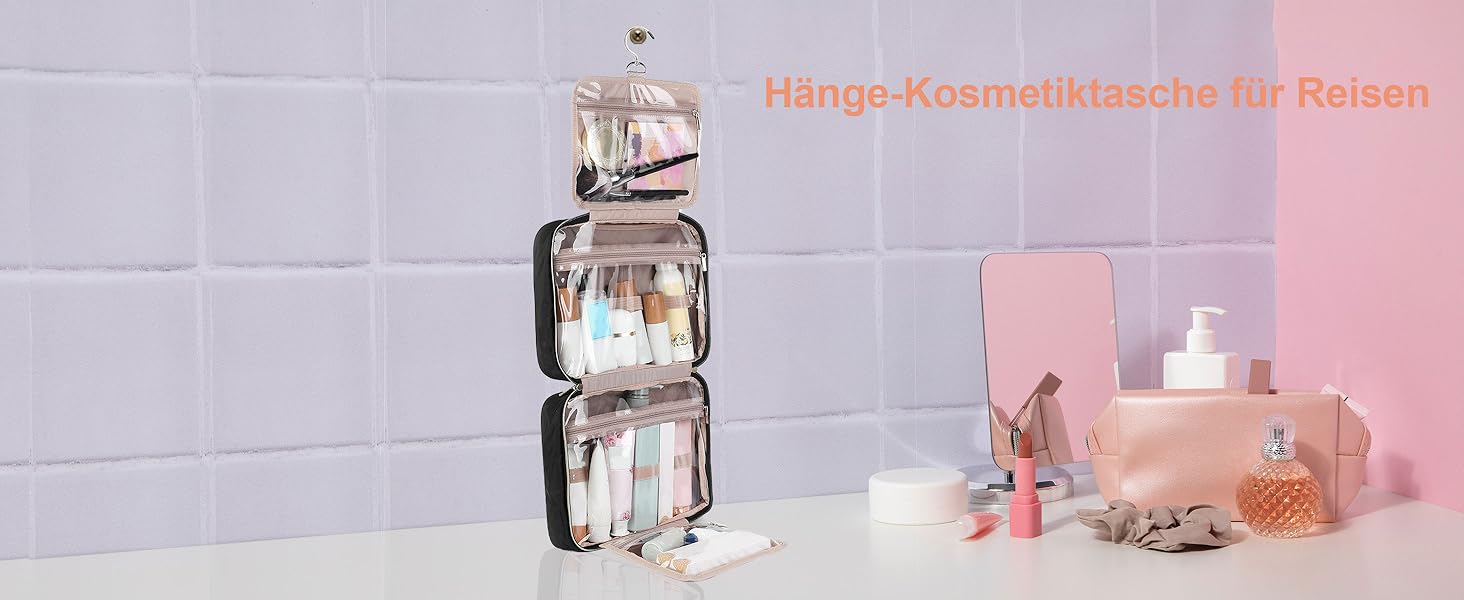 Чоловіча/Жіноча косметичка-органайзер для подорожей з прозорим відділенням, для зберігання косметики та туалетних аксесуарів, чорного кольору