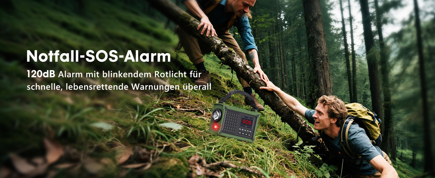 ROCAM Портативне радіо DAB+ з Bluetooth, 12000mAh, радіо з ручкою, сонячна панель 8500мм², 650mA, DAB/UKW, 2.4' дисплей, 80 станцій, LED ліхтарик, USB, SOS, IPX6, для надзвичайних ситуацій, зелене