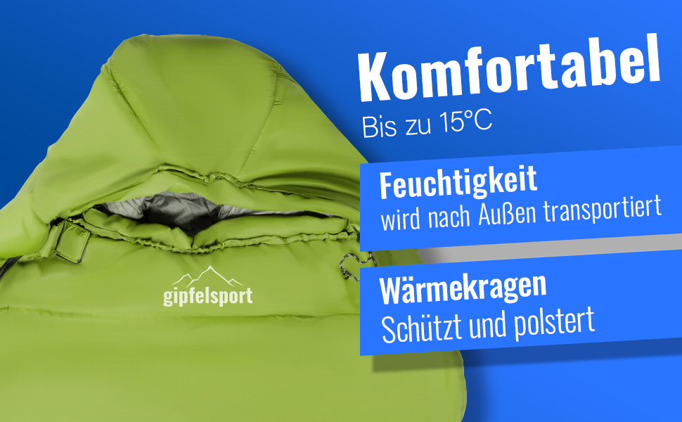 Сплячий мішок Gipfelsport Ultraleicht 4 сезони [-20°C до 15°C] | Чорний/Зелений, ультралегкий, для трекінгу, кемпінгу та подорожей