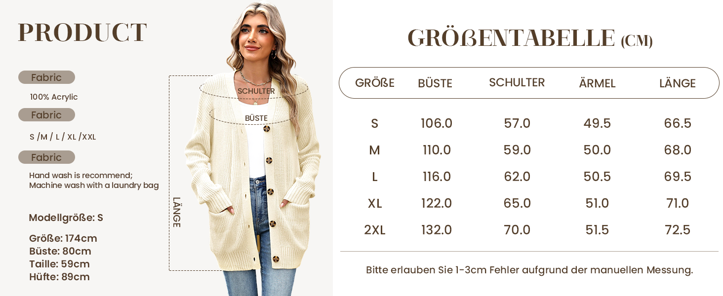 Жіночий в'язаний кардиган Zeagoo з довгим рукавом, вільний крій, V-подібний виріз, грубий в'язання, на кнопках, для осені/зими (зелений, S)