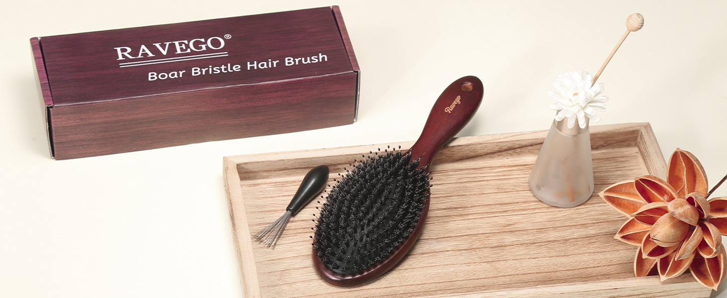 Щітка для волосся з щетиною дикого кабана та нейлоновими шпильками - професійна розпушувальна щітка для жінок, чоловіків та дітей