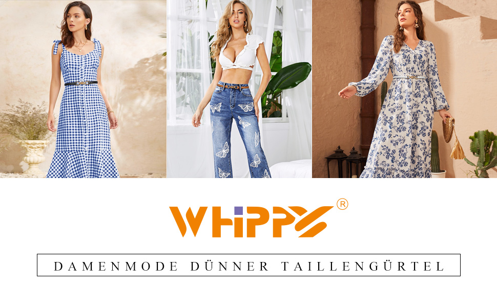 Жіночі тонкі ремені WHIPPY (2 шт) - чорний + коричневий, 105 см, для талії до 95 см. Тонкий шкіряний ремінь з металевою золотистою пряжкою. Підходить до суконь та іншого одягу.