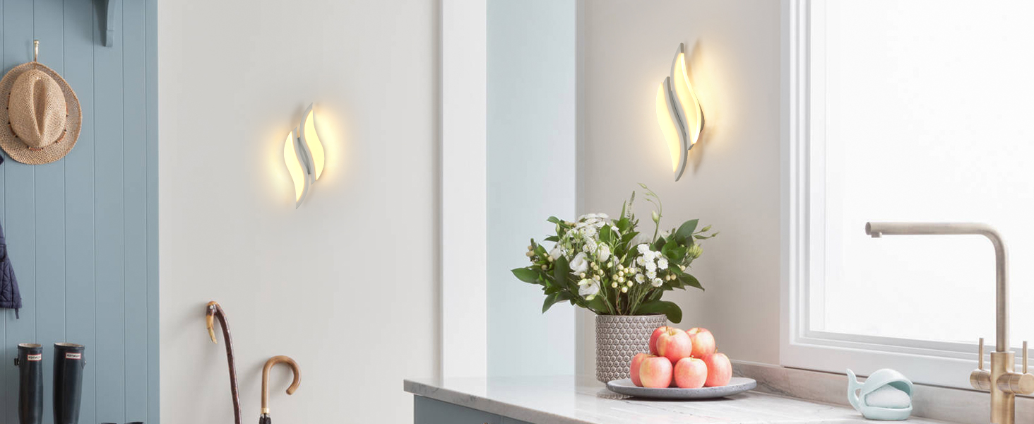 LED настінний світильник Dorlink, сучасна лампа для спальні, вітальні, коридору, сходинок, тепле біле світло 3000K, стиль Арт Деко, листя