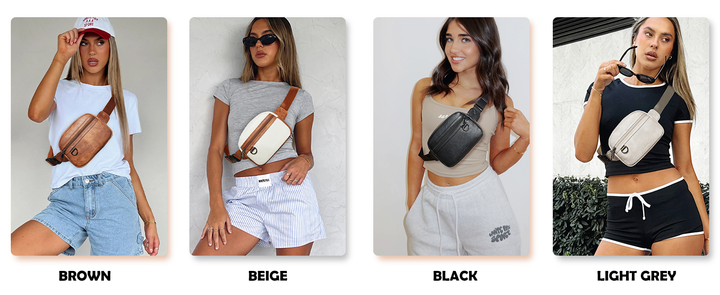 Жіноча та чоловіча поясна сумка, 2 л, веганська шкіра, коричнева, 8 дюймів, для подорожей, хайкінгу, бігу