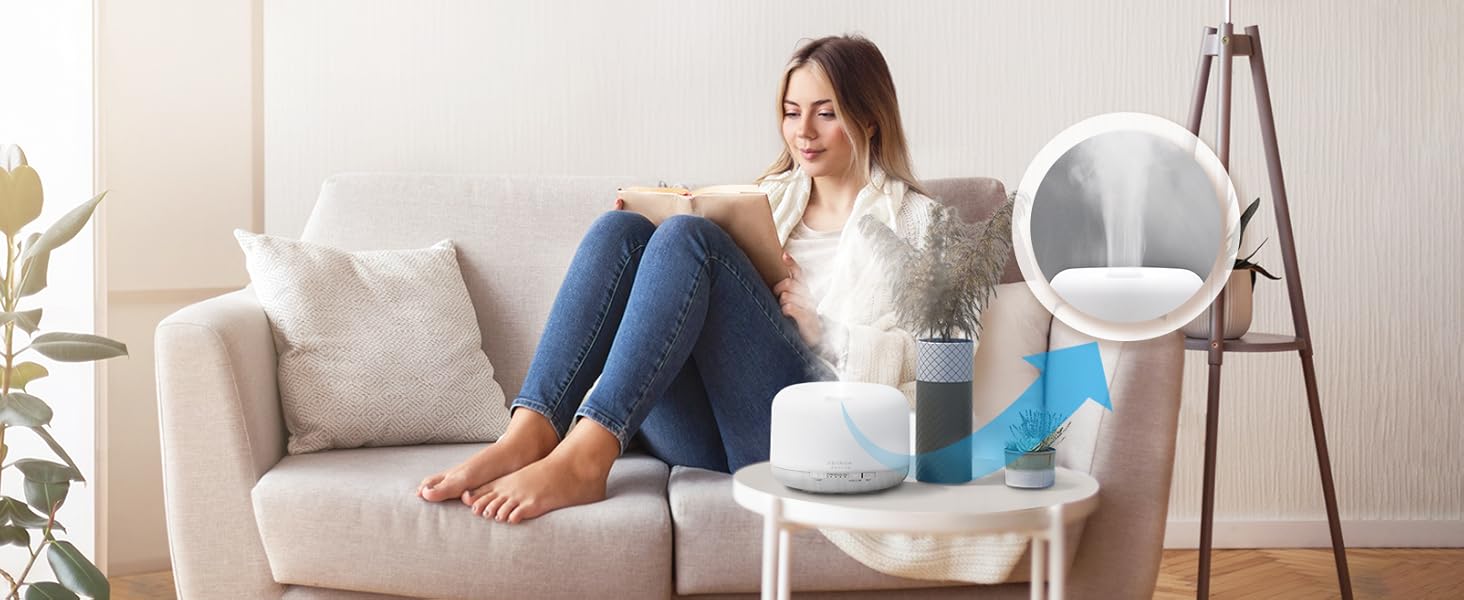 ASAKUKI Дифузор ароматерапії 500 мл, ультразвуковий зволожувач повітря з дистанційним керуванням, автоматичне вимкнення та 7 LED-кольорами