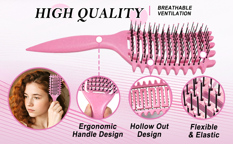 Щітка для кучерявого волосся, формування кучерявок, для жінок та чоловіків (рожева)