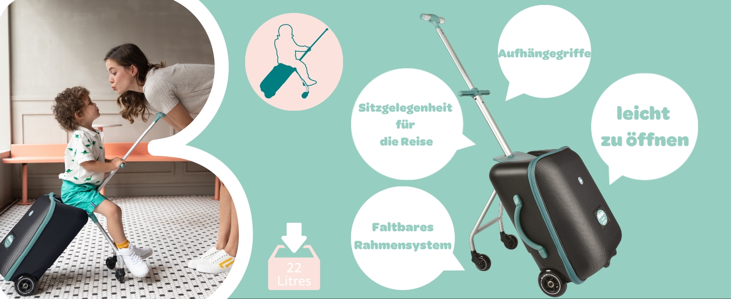 BÉABA Luggage Eazy: дитячий валіза-стілець 2-в-1, 22 л, блакитний, від 4 років