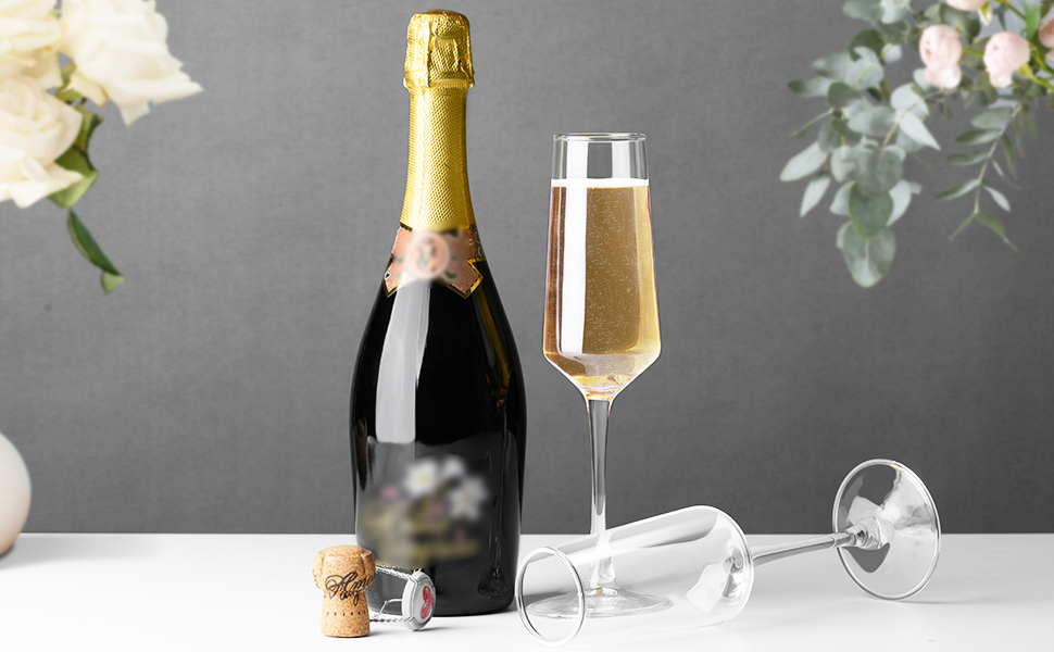 Набір келихів для шампанського ParaCity, 250 мл, 4 шт. - елегантні келихи для ігристих вин, коктейлів, подарунок на день народження, весілля, Новий рік