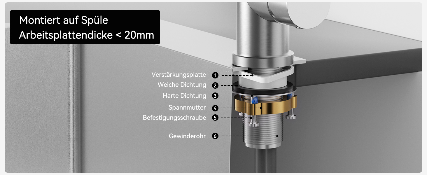 Кран кухонний CECIPA з 3 режимами, висувна лійка, поворотний на 360°, з високим виливом, нержавіюча сталь, з однією ручкою