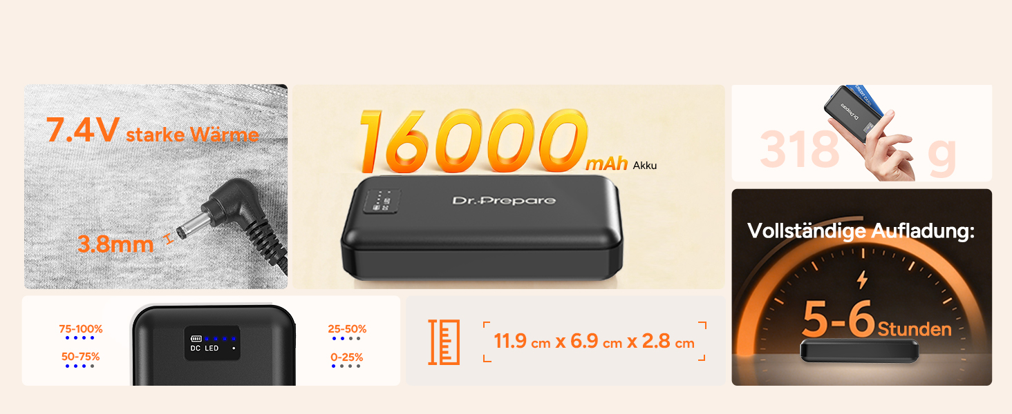 Обогріваючий жилет Dr.Prepare для чоловіків та жінок. Електричний жилет з регулюванням температури, унісекс. Ідеально для активного відпочинку, спорту та подорожей. (XXL, Сірий)