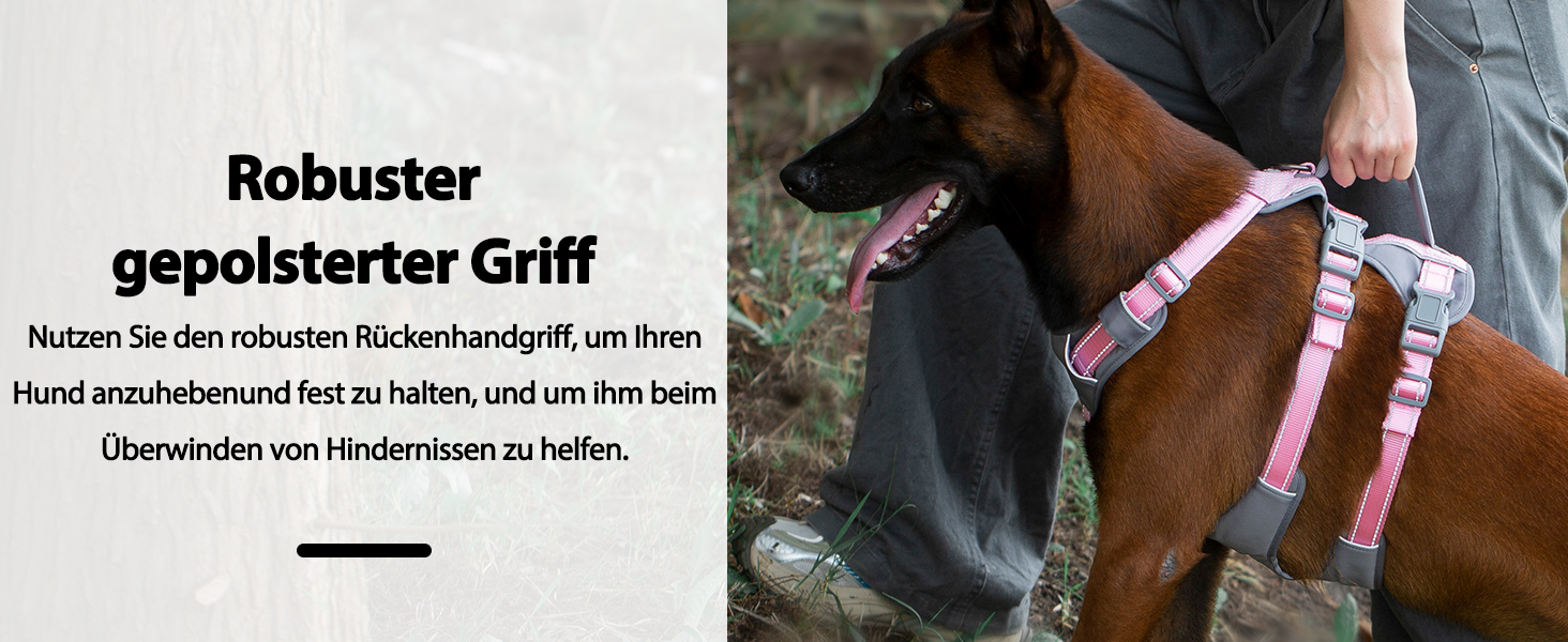 Безпечний нашийник для собак Huntboo: анти-втеча, для паніки, з ручкою, регульований (M, рожевий)