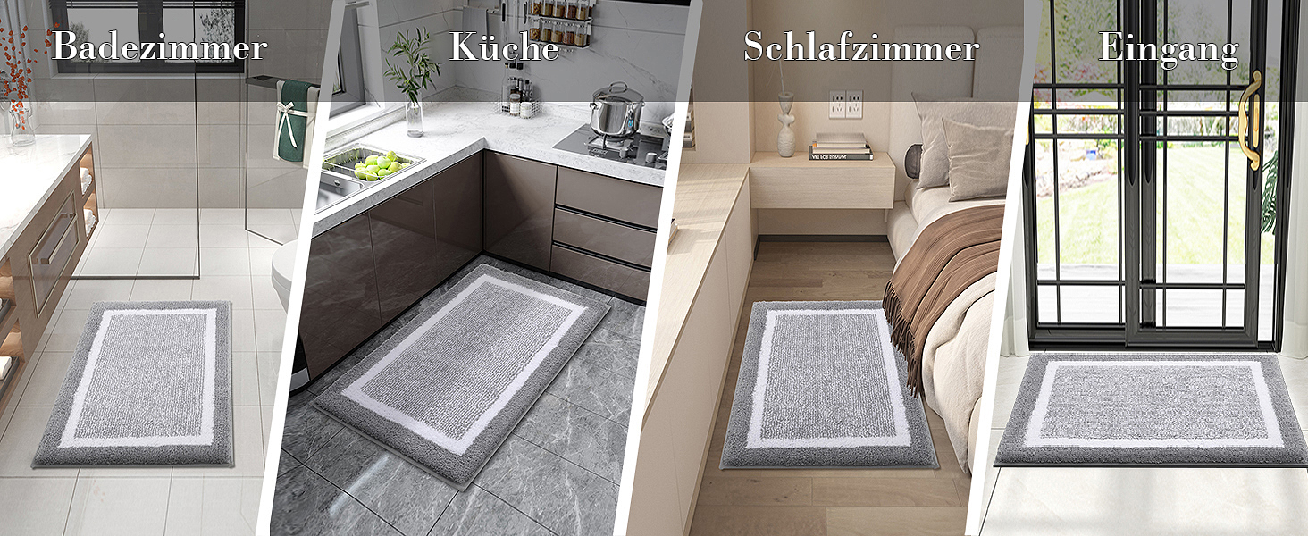 Килимок для ванної кімнати Smiry, 40x60 см, сірий (світло-сірий), м'який, вбираючий, миючий