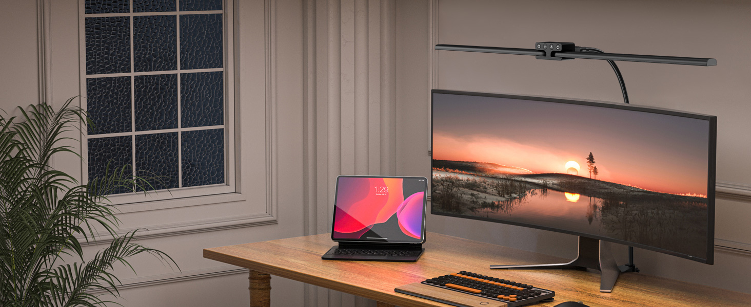 LED настільна лампа EppieBasic 24W з диммуванням, 80 см, кріпленням, захистом очей, регульованим шийним механізмом, таймером, чорного кольору