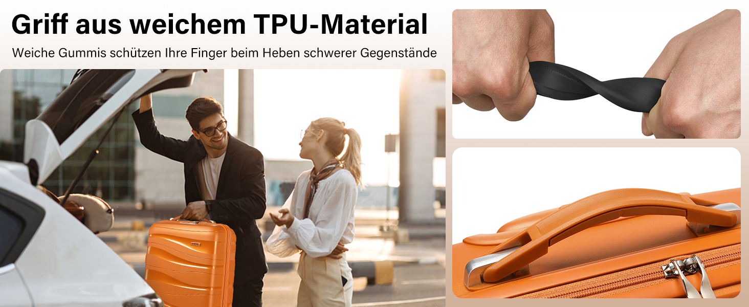 Набір валіз KONO 2 шт: велика валіза-тролі 55 см + косметичка з поліпропілену, 4 колеса, TSA-замок (Оранжевий)