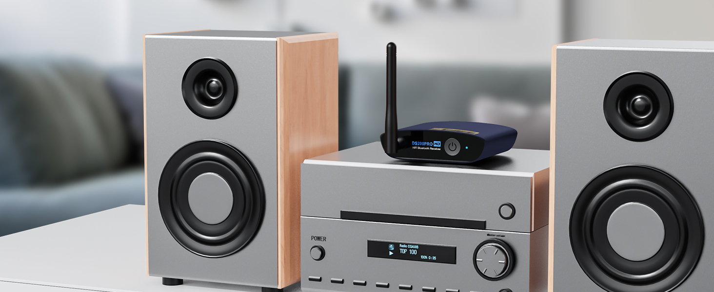 1Mii Bluetooth 5.3 HiFi Аудіоприймач для стереосистеми: Bluetooth адаптер з DAC (384kHz / 32bit), aptX HD, LDAC, вихід Opt/RCA для AV ресивера або підсилювача (блакитний)