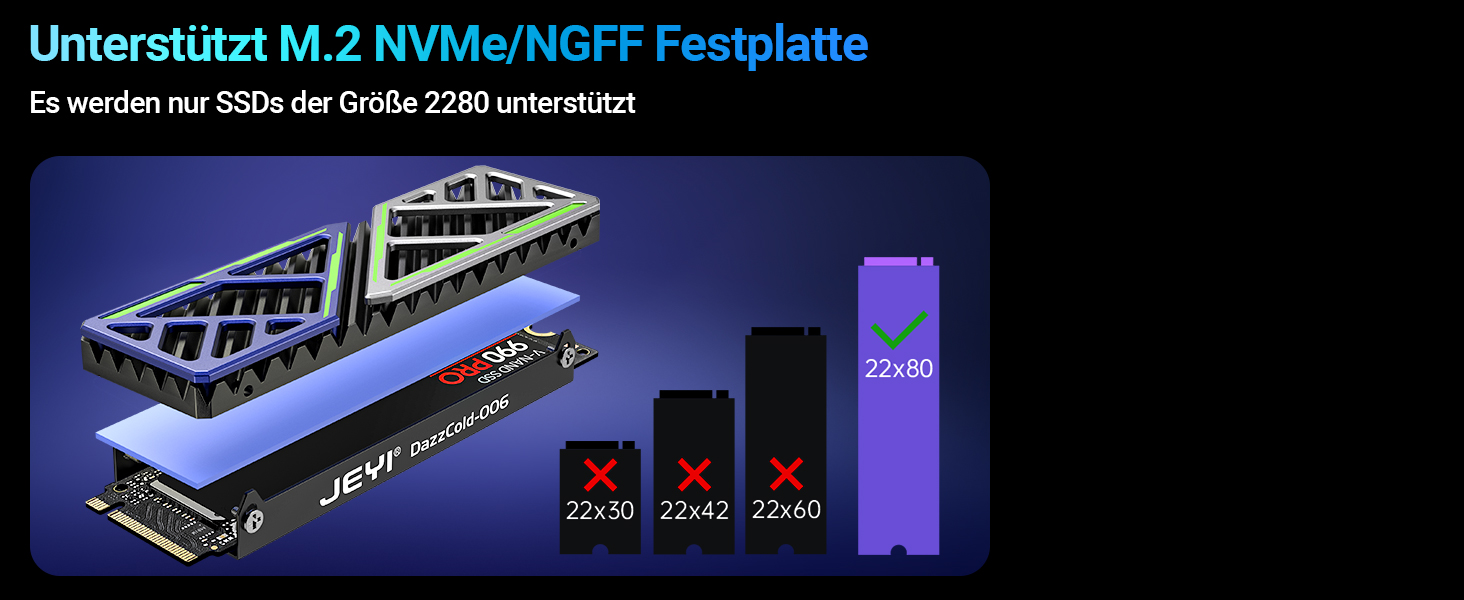 Радіатор охолодження для SSD M.2 JEYI, мідні ребра з алюмінієвою рамкою, пасивне охолодження, Finscold – 1.7 мм (Dazzcold006)
