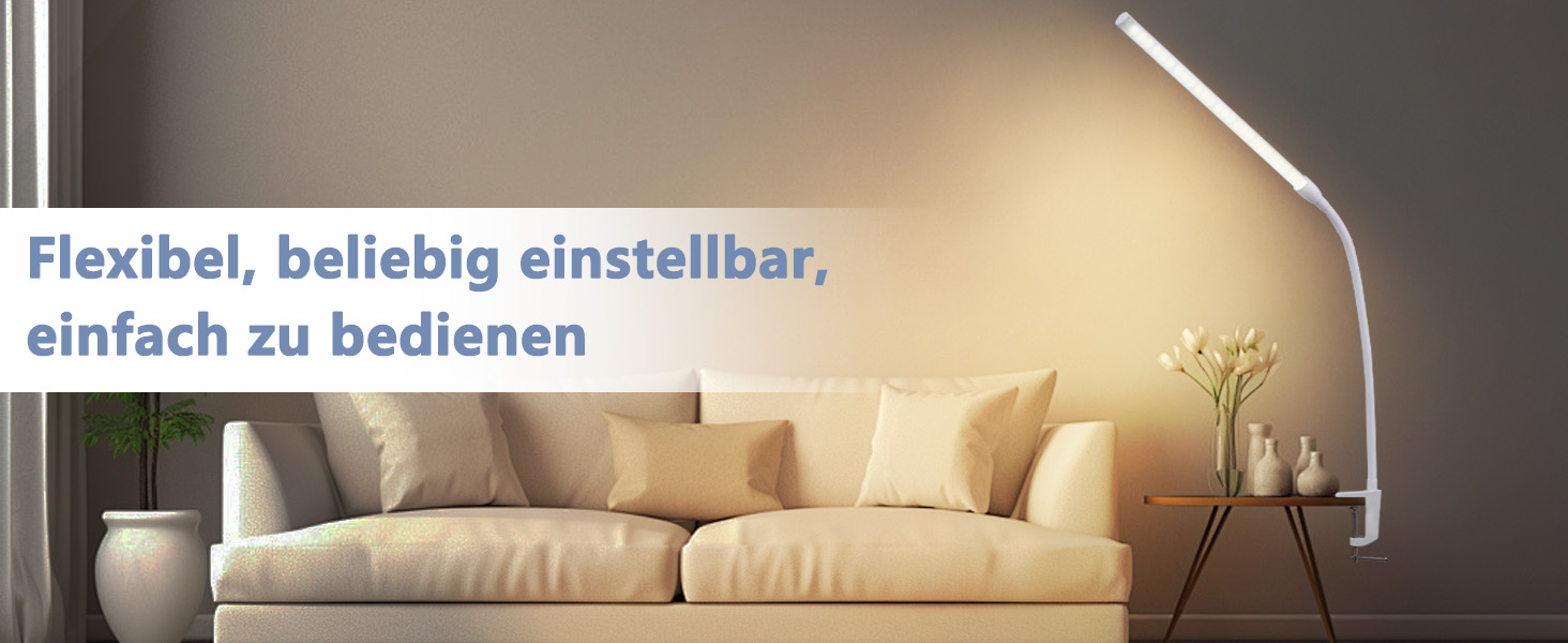 Лампа для столу Homefire LED з кріпленням, регульована яскравість: чорна, 5 рівнів яскравості, 5W, гнучка, для офісу, кабінету, захист очей, денне світло, USB