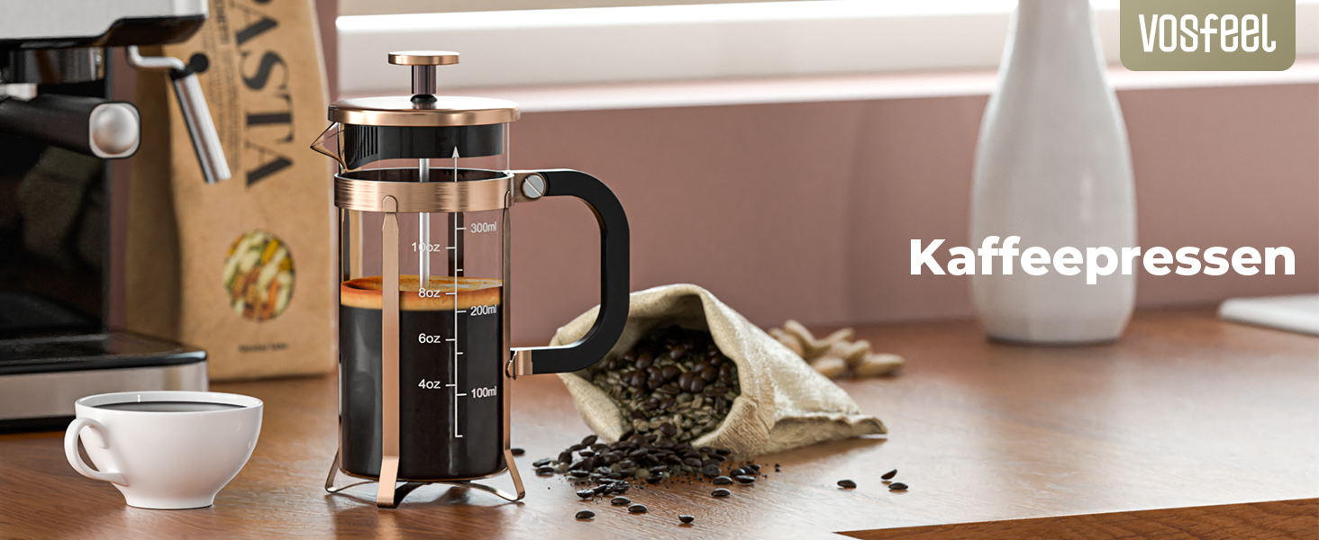 Френч-прес для кави 350мл з нержавіючої сталі, скляний, для дому, офісу, кемпінгу та подорожей