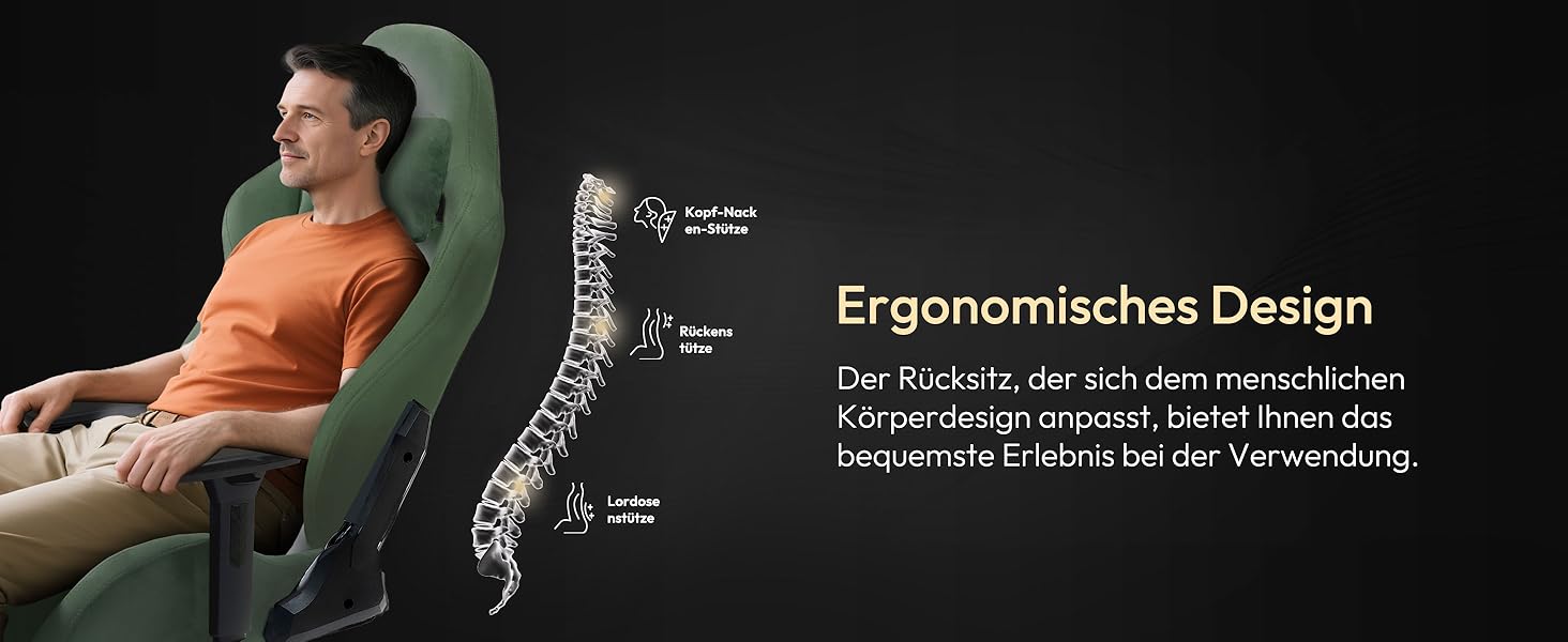 Ігровий крісло Dowinx з мікрофібри-велюру: дихаюче, ергономічне, з підніжкою (зелене)