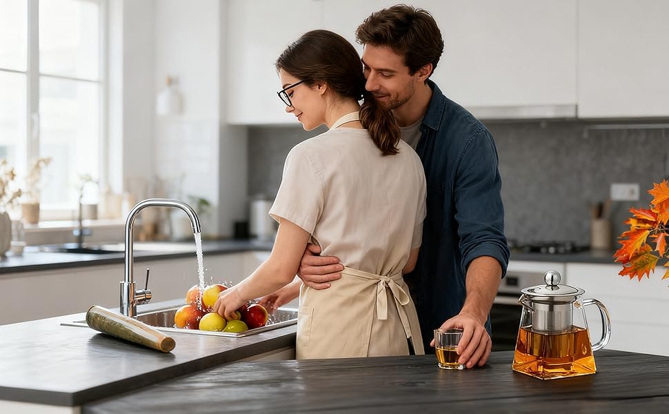 Скляний чайник LiRiQi з ситом із нержавіючої сталі, термостійкий заварник для чаю з кришкою, 950 мл, для зеленого, чорного та фруктового чаю