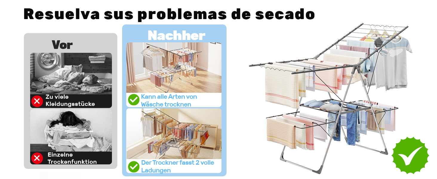 Сушарка для білизни Innotic - розкладна, портативна, з 4 крилами, регульована по висоті (сірий)