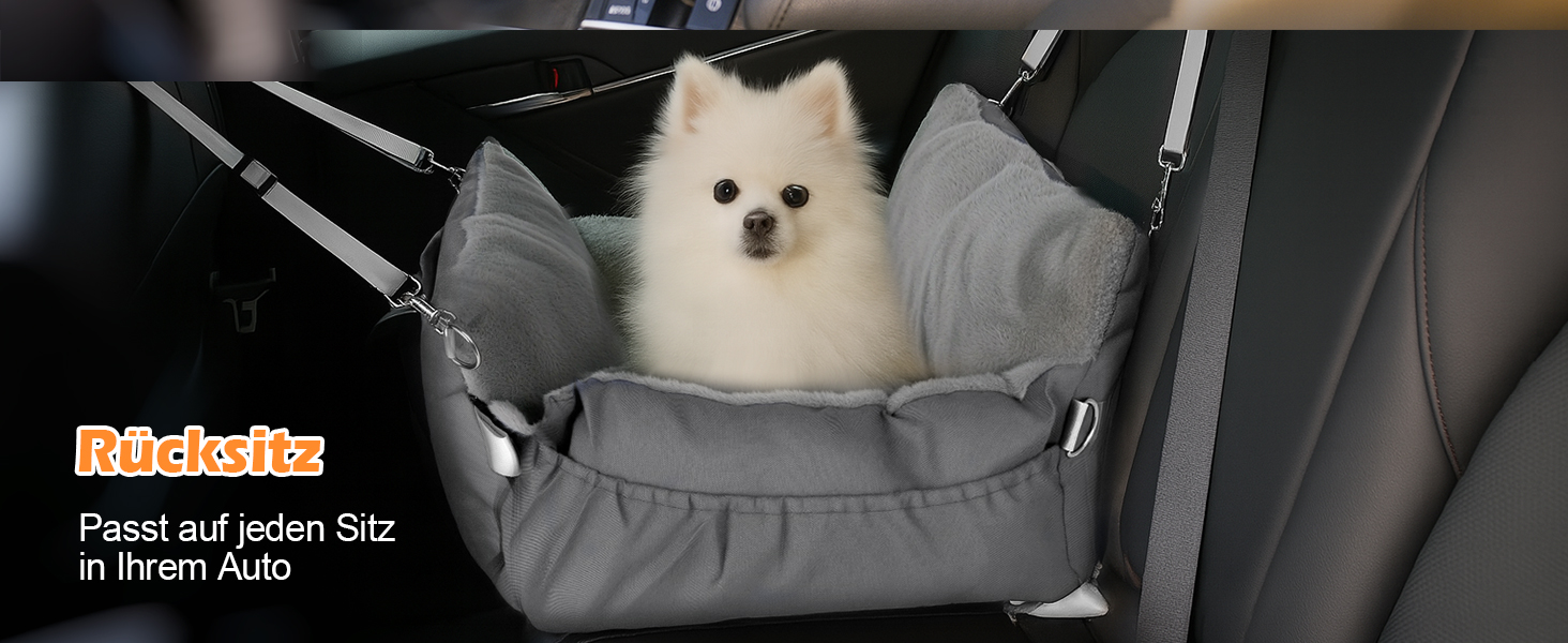 Автокрісло для собак 3-в-1 з переносною ліжком для маленьких собак – зручне автокрісло з розкладною поверхнею, м'яким матрацом, для переднього або заднього сидіння, внутрішнє та зовнішнє (02-Сірий)