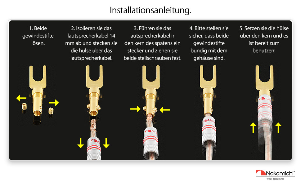 Позолочені бананові роз'єми Nakamichi 24K для акустичних кабелів 12-18 AWG, 4 мм для підсилювачів, Hi-Fi ресиверів та домашніх кінотеатрів, 4 шт (2 пари)